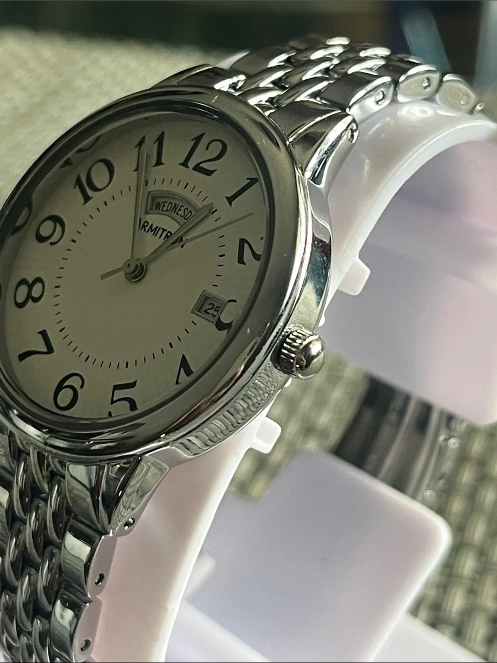 Armitron Silver and White women’s  Stainless Steel Day-Date Watch